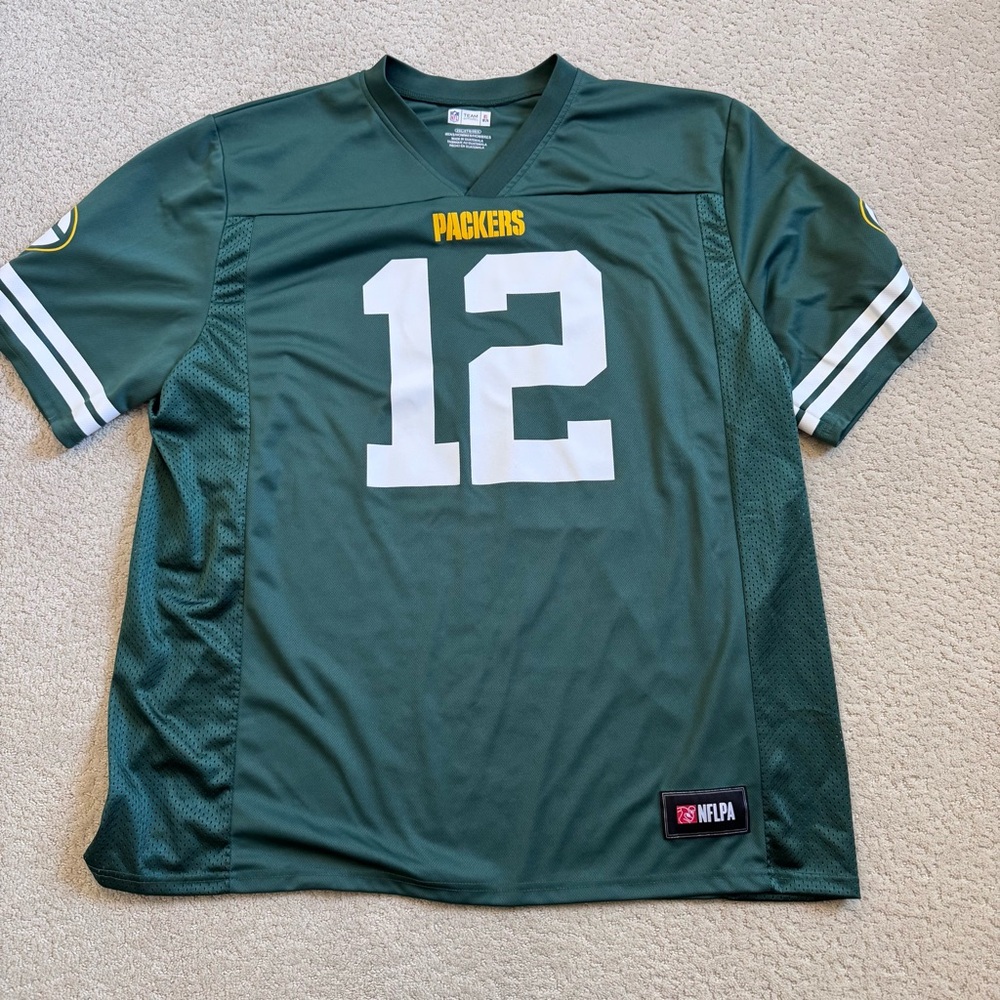 Green Bay Packers Jersey Mens #12 Aaron Rodgers Green NFL Team Apparel 2XL NFLPA